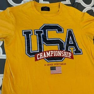 Mustard Yellow USA T Shirt